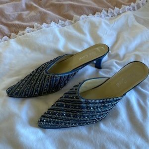 Pretty blue slip on heels size 40